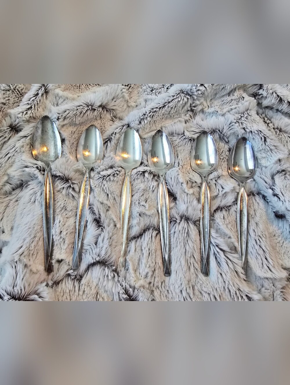 Vintage MCM Stainless Steel Grapefruit Spoons Set Of 6 Patina